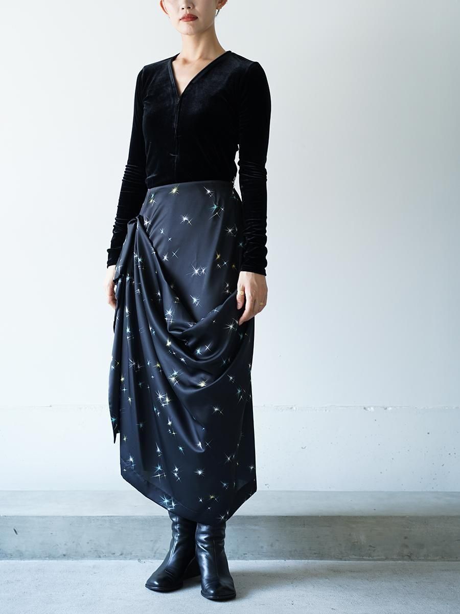 TELMA Printed Drape Skirt