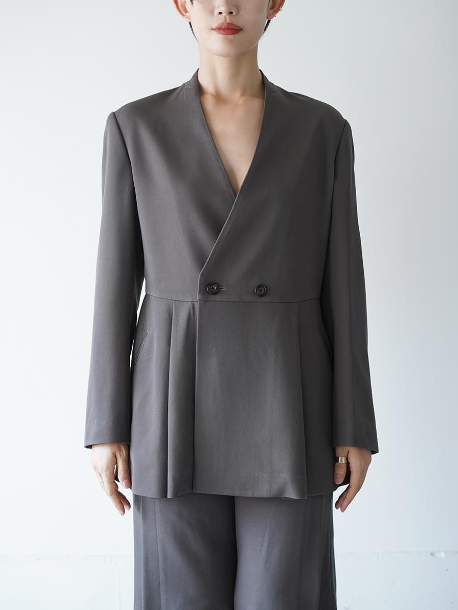 UJOH Smoking Cloth Collarless Peplum Jacket