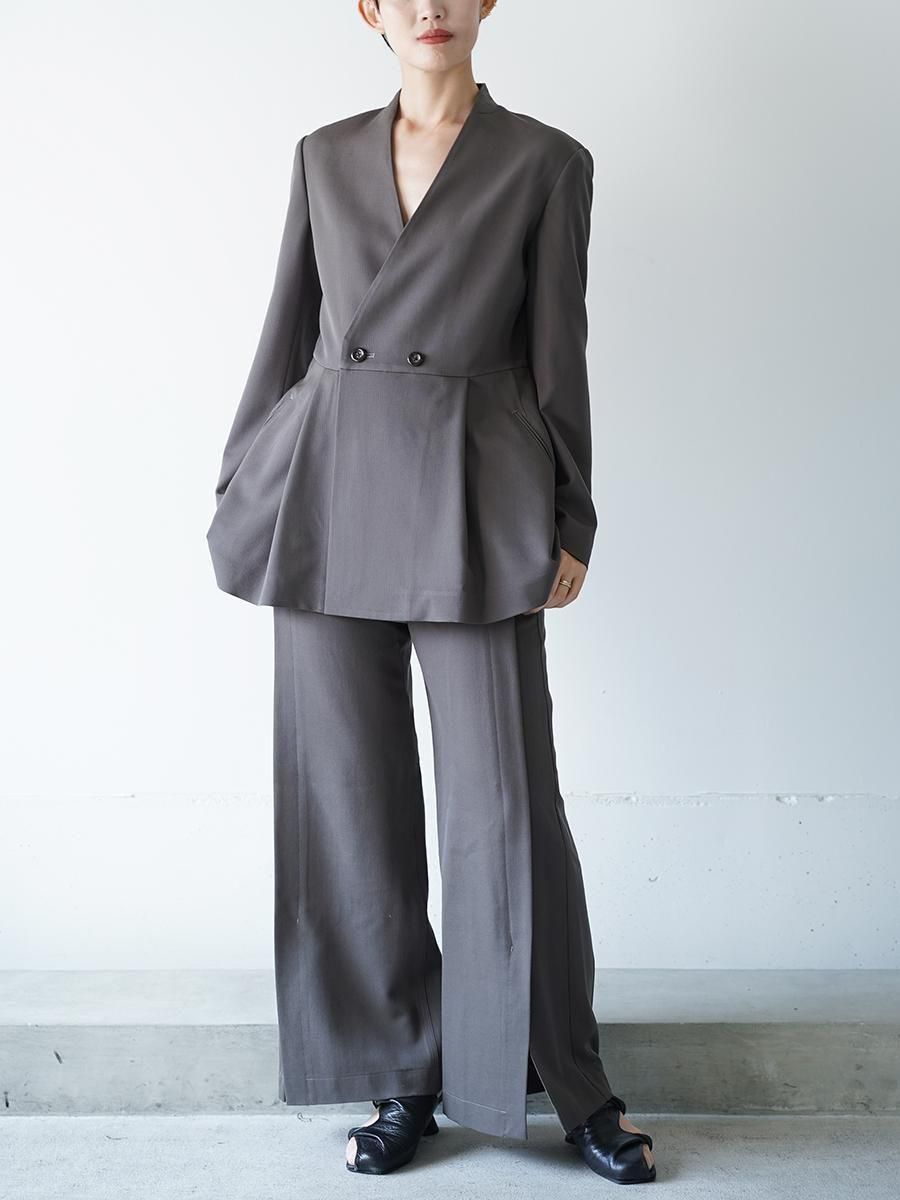 UJOH Smoking Cloth Collarless Peplum Jacket