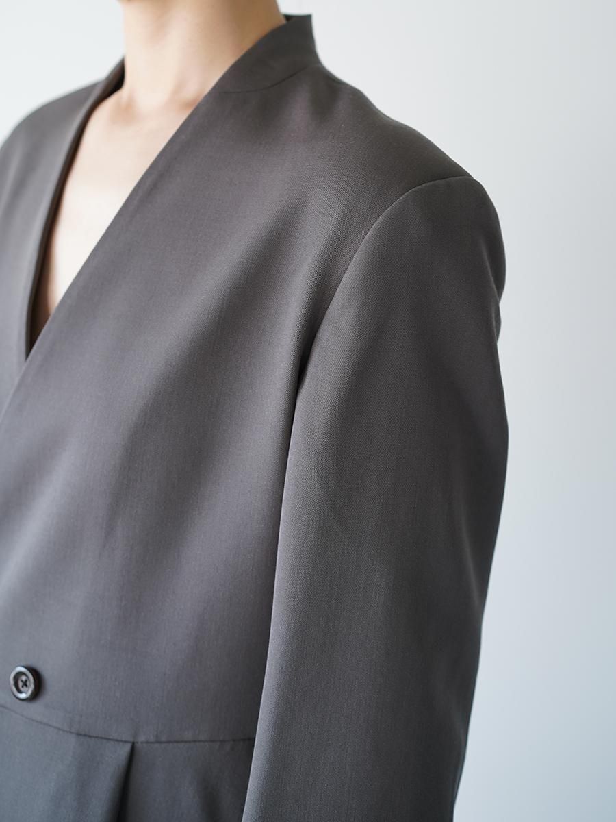 UJOH Smoking Cloth Collarless Peplum Jacket