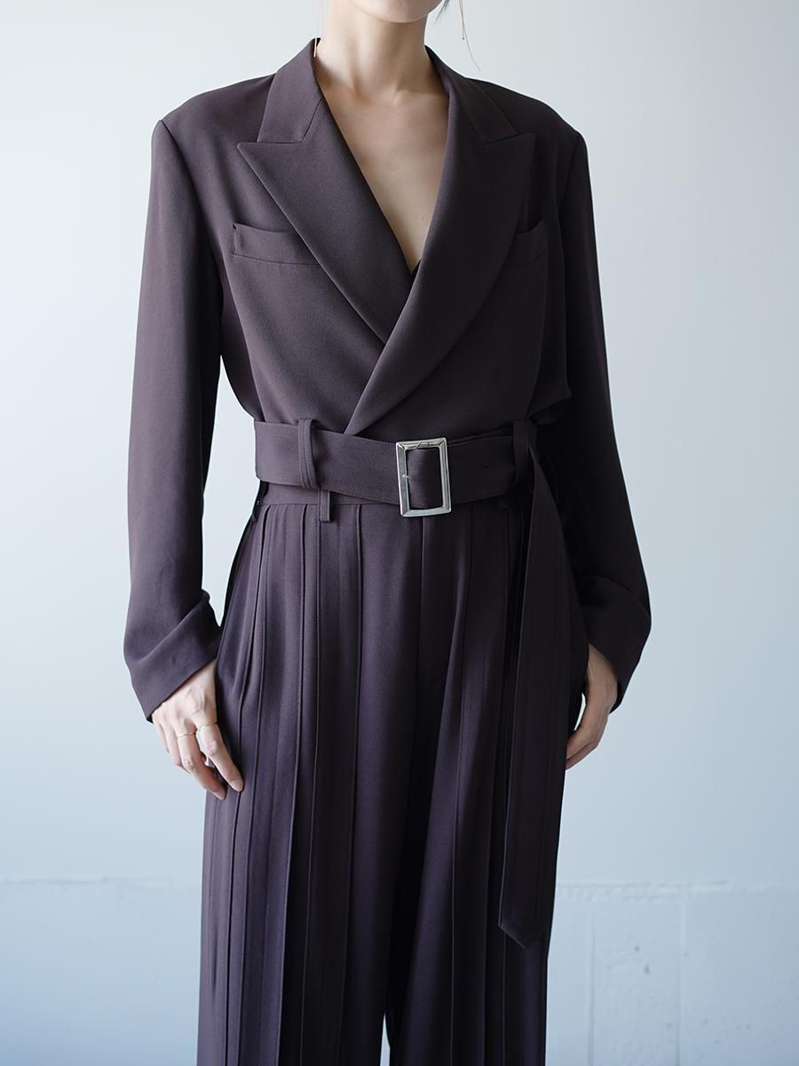 UJOH Acetate Back Satin Georgette Cropped Belt JKT