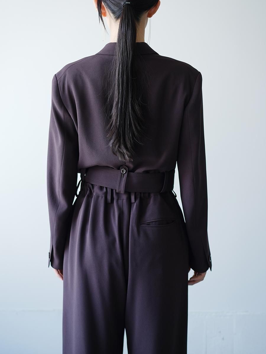 UJOH Acetate Back Satin Georgette Cropped Belt JKT