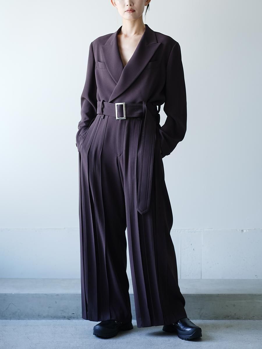 UJOH Acetate Back Satin Georgette Cropped Belt JKT