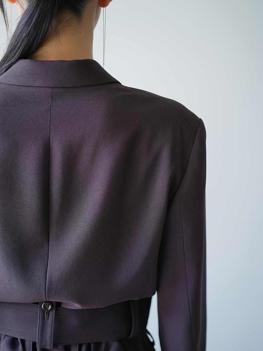 UJOH Acetate Back Satin Georgette Cropped Belt JKT