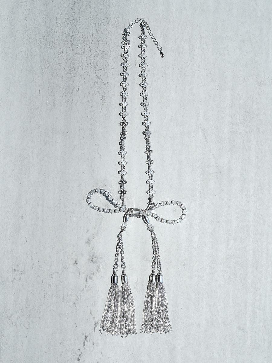 tanaka daisuke crystal ribbon chain necklace