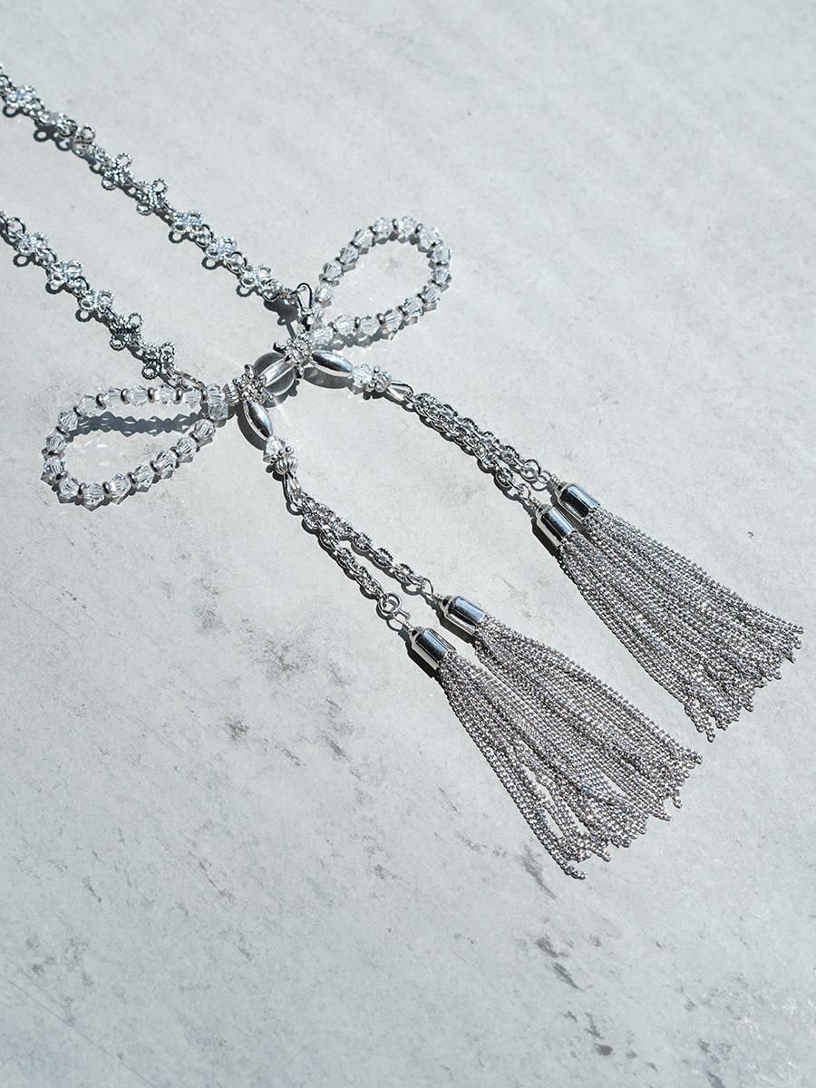 tanaka daisuke crystal ribbon chain necklace