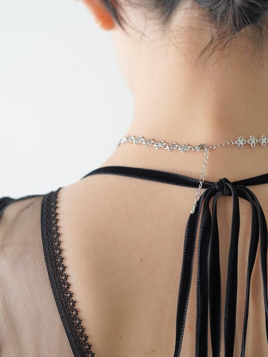 tanaka daisuke crystal ribbon chain necklace