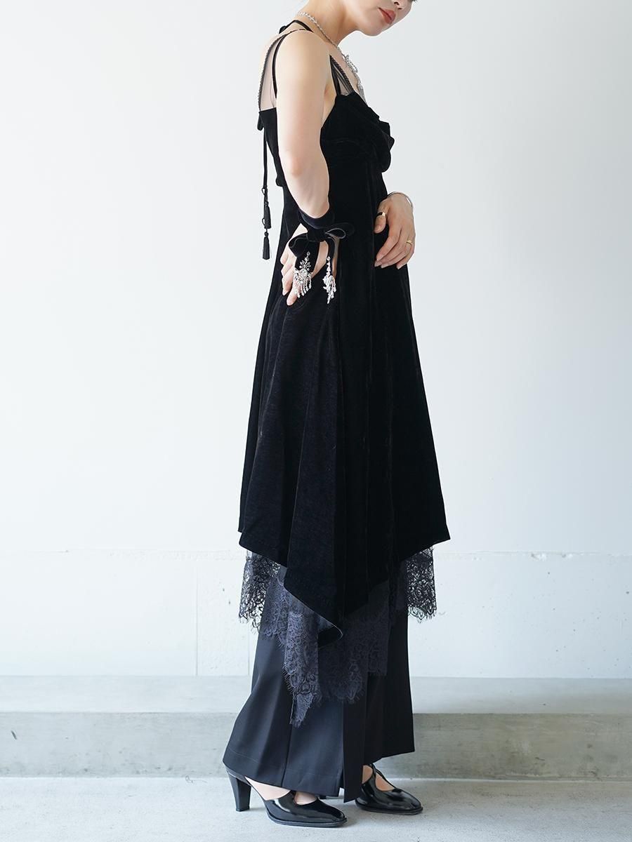 tanaka daisuke dropped shoulder velour cami dress