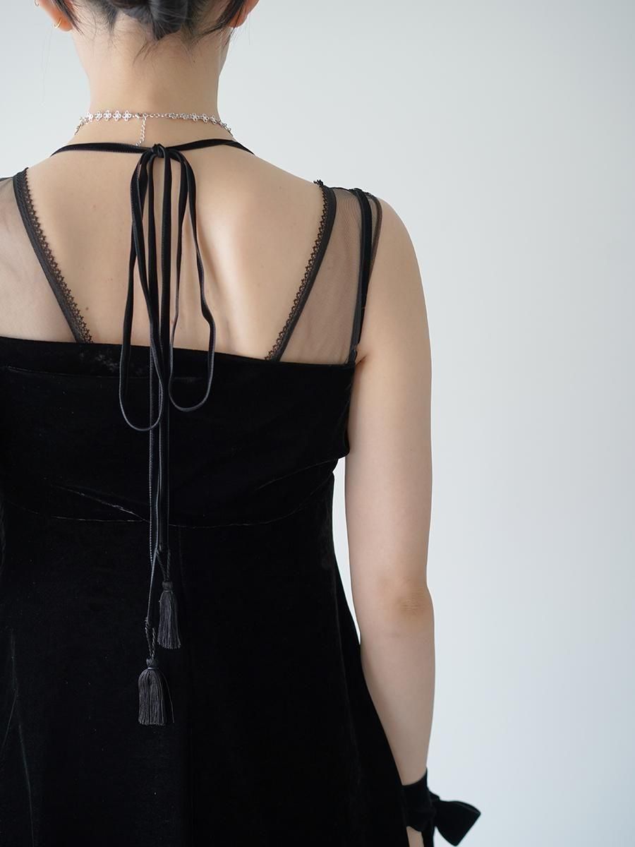 tanaka daisuke dropped shoulder velour cami dress