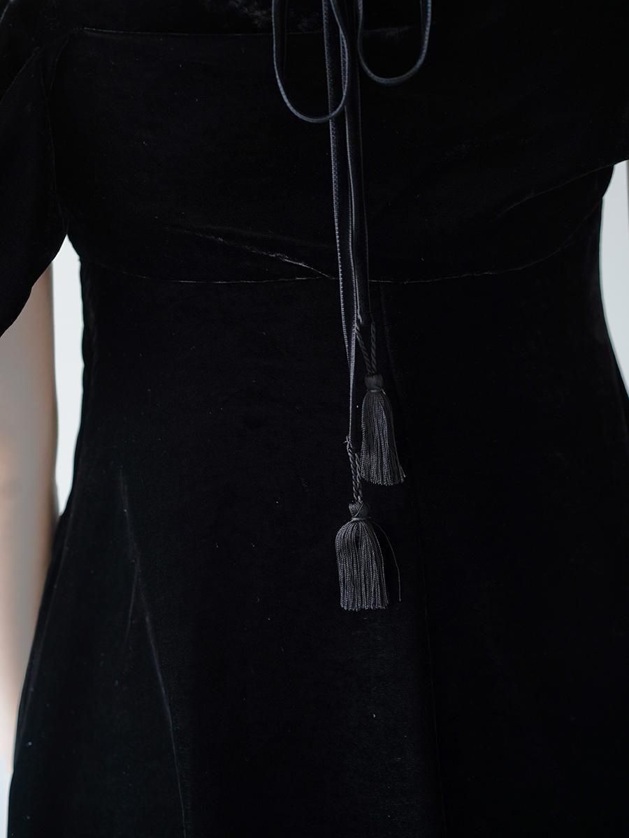 tanaka daisuke dropped shoulder velour cami dress