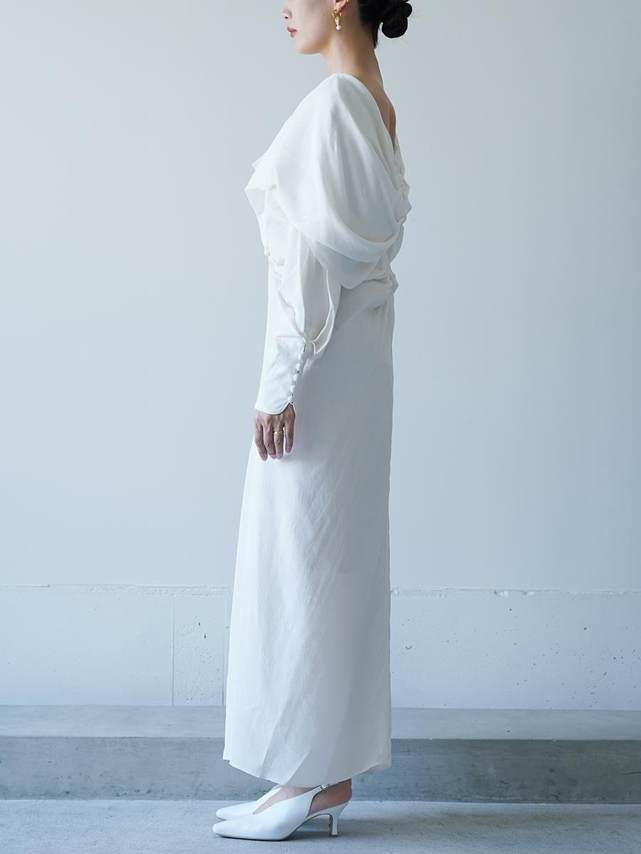 Mame Kurogouchi Floral Jacquard Asymmetry Drape Dress