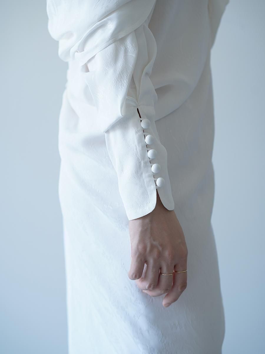 Mame Kurogouchi Floral Jacquard Asymmetry Drape Dress