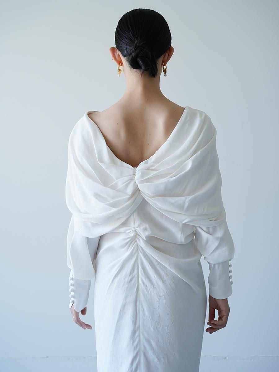 Mame Kurogouchi Floral Jacquard Asymmetry Drape Dress