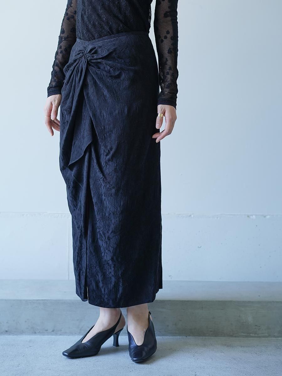 Mame Kurogouchi Floral Jacquard Back Drape Skirt