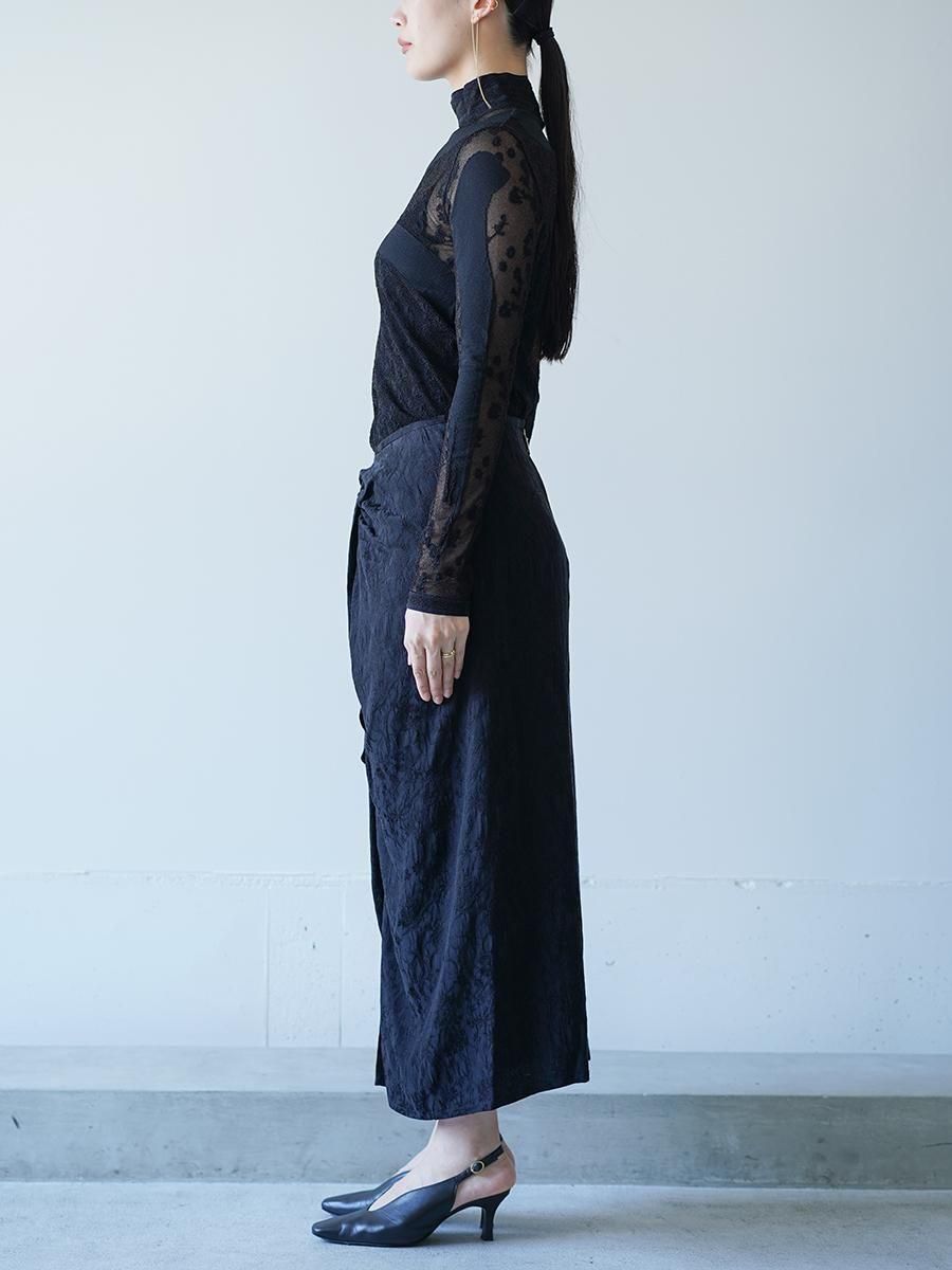 Mame Kurogouchi Floral Jacquard Back Drape Skirt