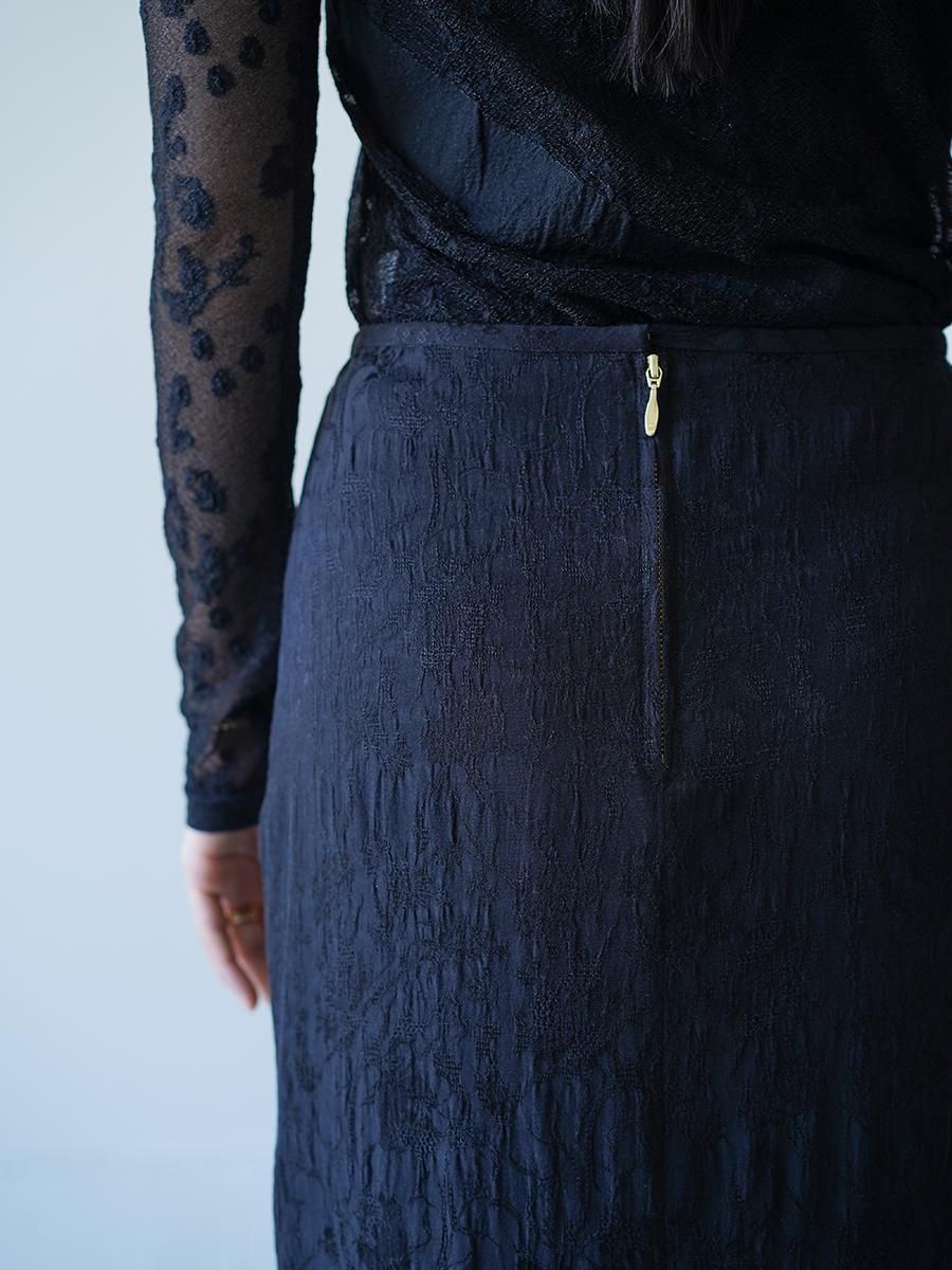 Mame Kurogouchi Floral Jacquard Back Drape Skirt