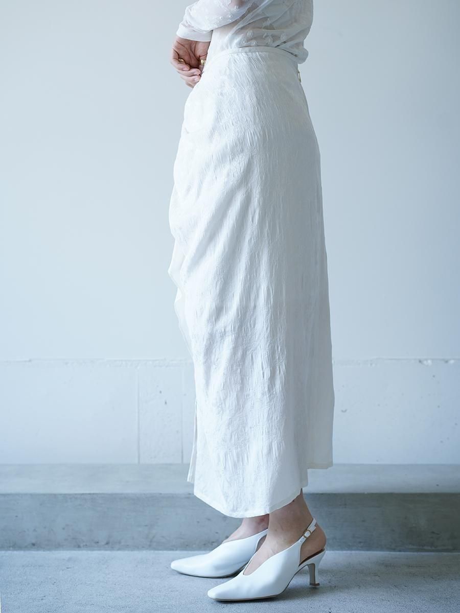 Mame Kurogouchi Floral Jacquard Back Drape Skirt