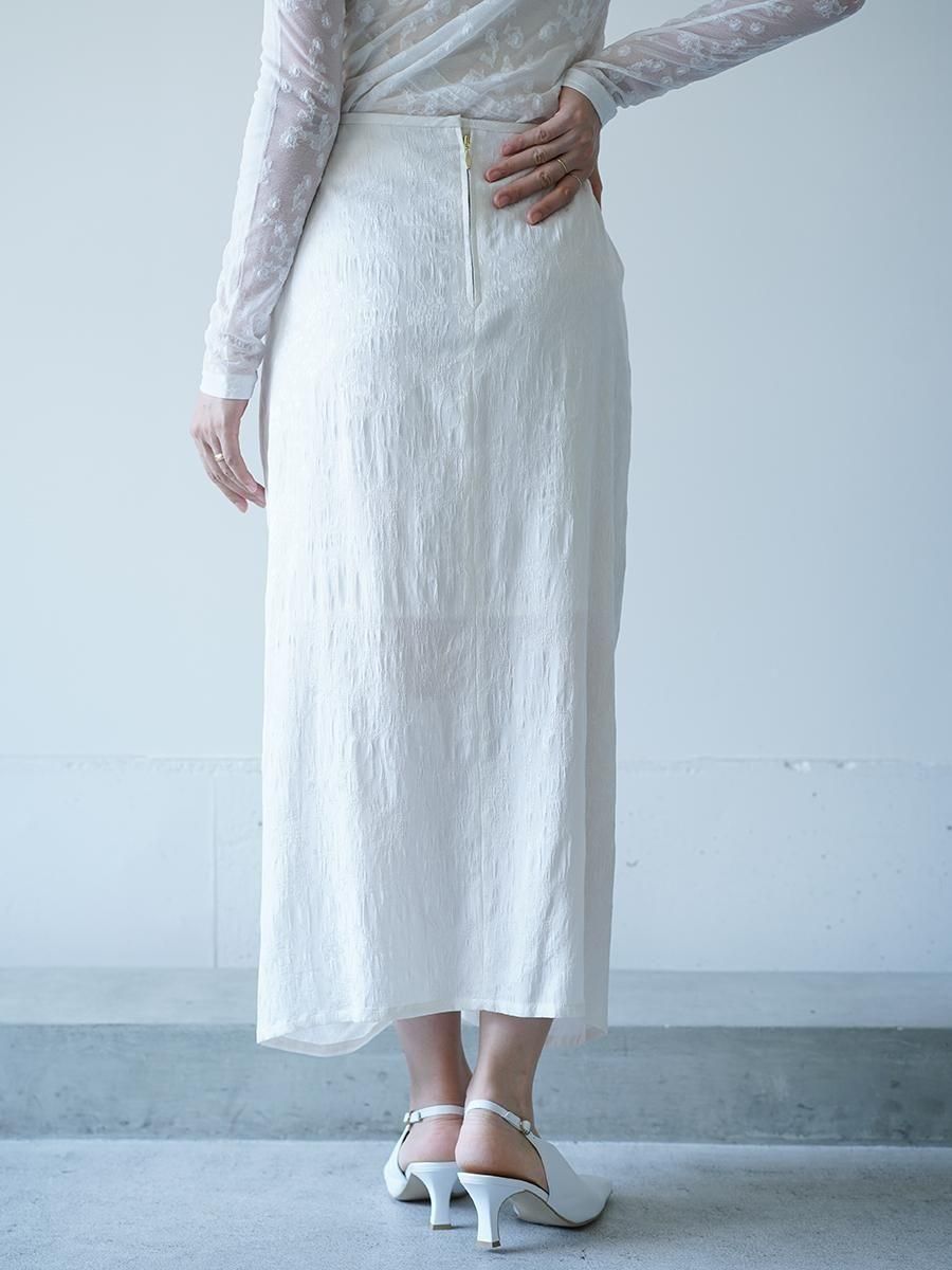 Mame Kurogouchi Floral Jacquard Back Drape Skirt