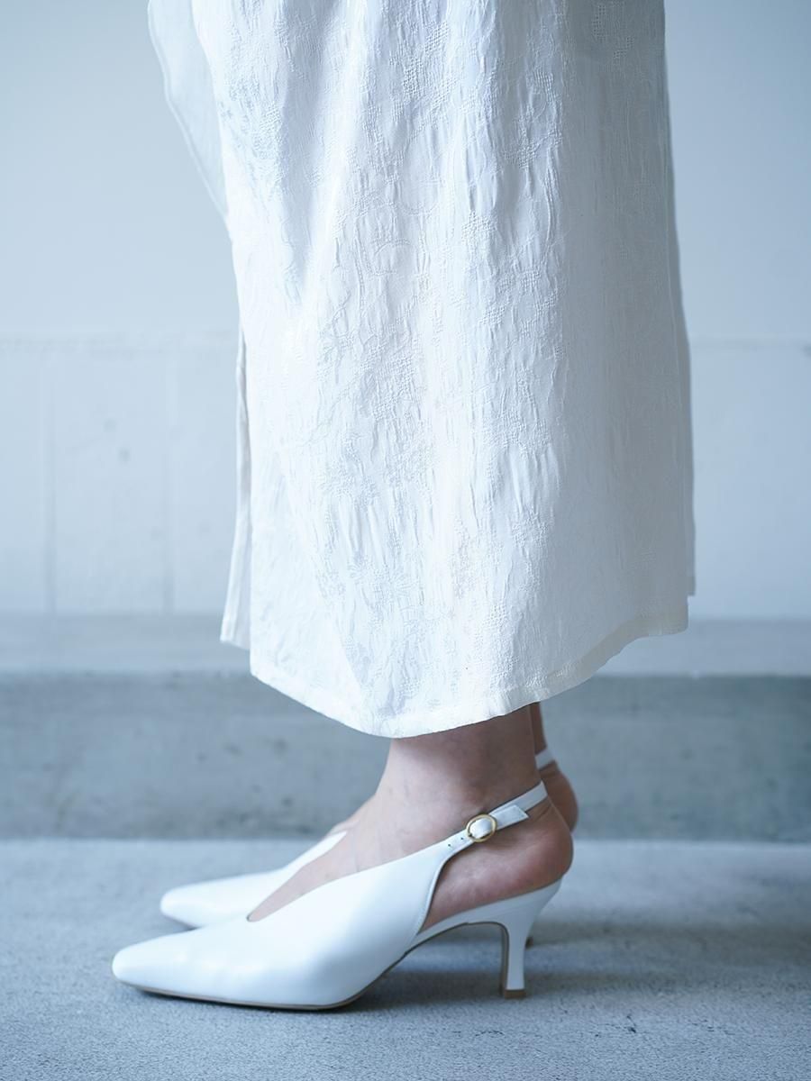 Mame Kurogouchi Floral Jacquard Back Drape Skirt