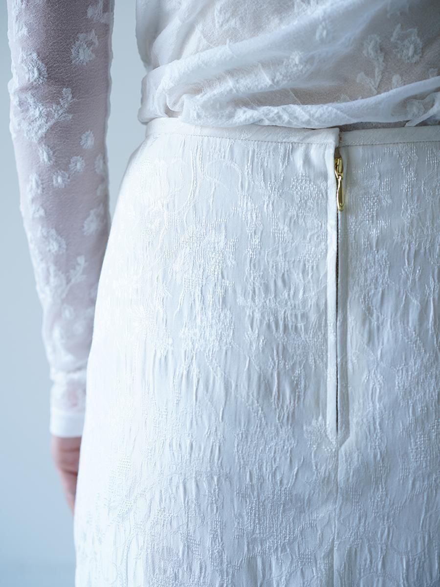 Mame Kurogouchi Floral Jacquard Back Drape Skirt