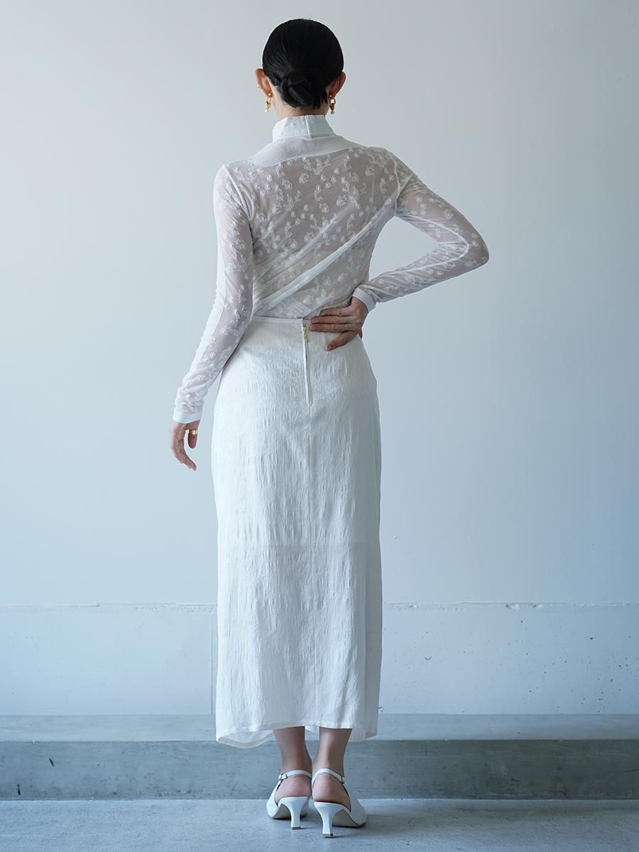 Mame Kurogouchi Floral Jacquard Back Drape Skirt