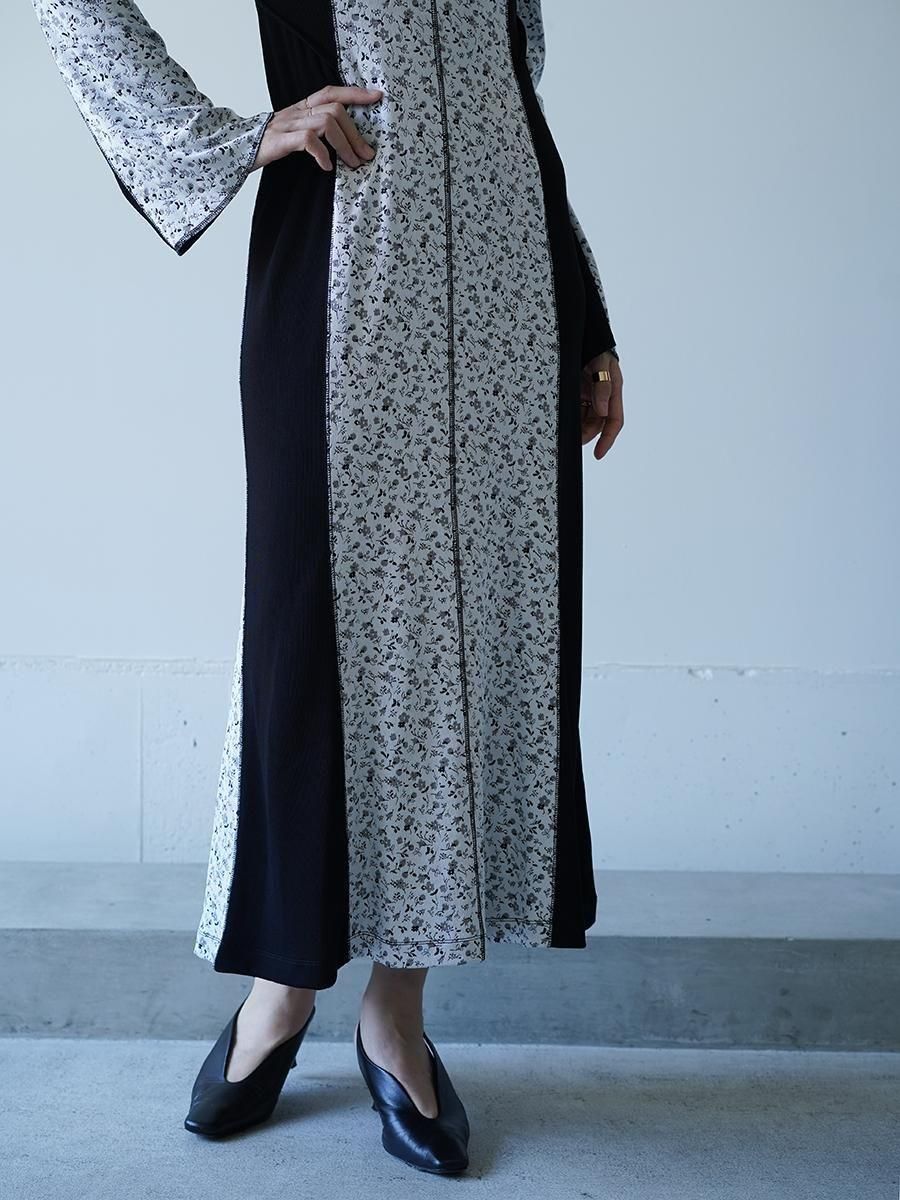ワンピース mame Floral Jacquard Fraise Stitch Dress Floral Jacquard Fraise Stitch Dress-フローラルジャカード