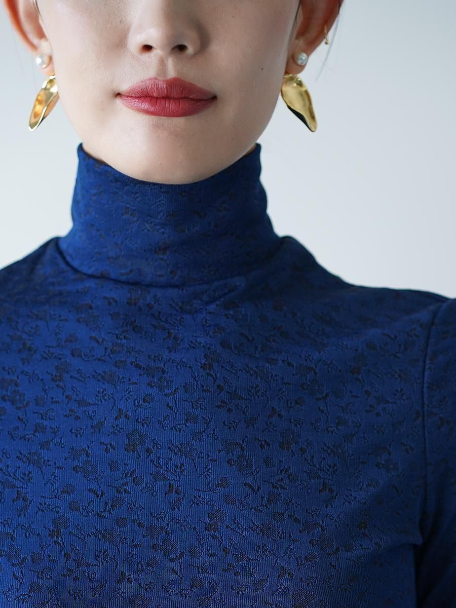 Mame Kurogouchi Floral Jacquard Fraise Stitch High Neck Top