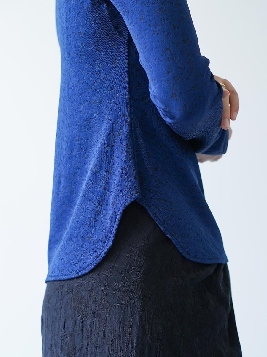 Mame Kurogouchi Floral Jacquard Fraise Stitch High Neck Top