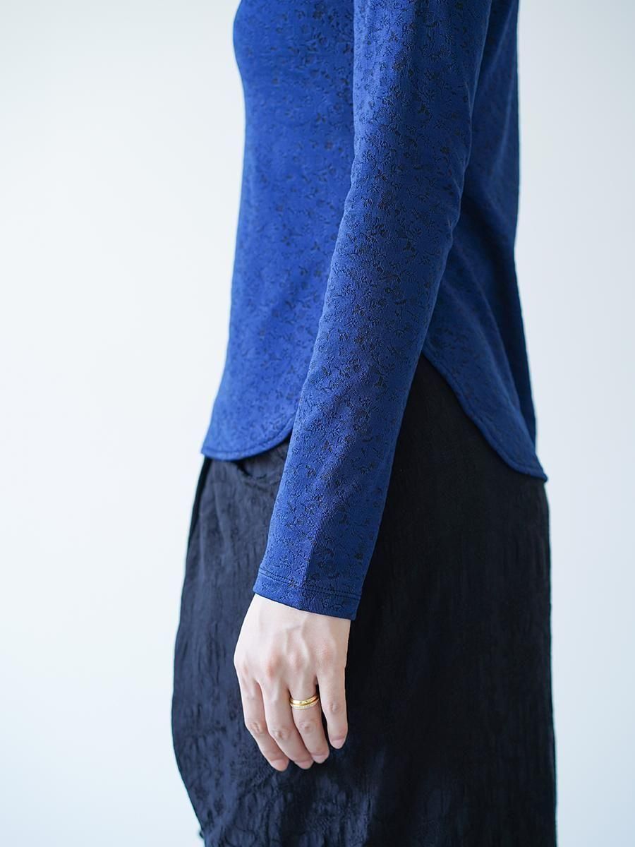 Mame Kurogouchi Floral Jacquard Fraise Stitch High Neck Top