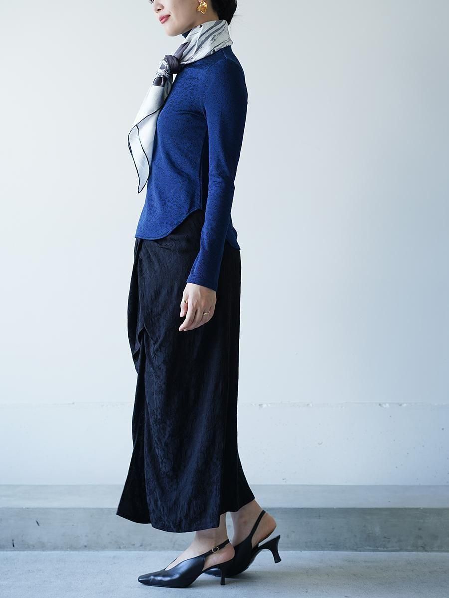 Mame Kurogouchi Floral Jacquard Fraise Stitch High Neck Top