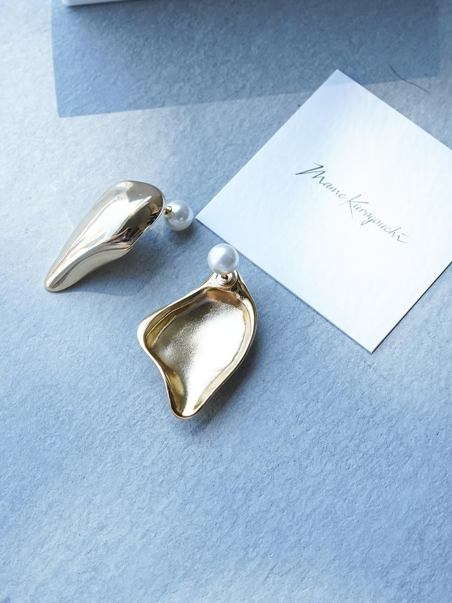 マメクロゴウチ ピアス Mame Kurogouchi Organic motif Brass Earrings - Altamira