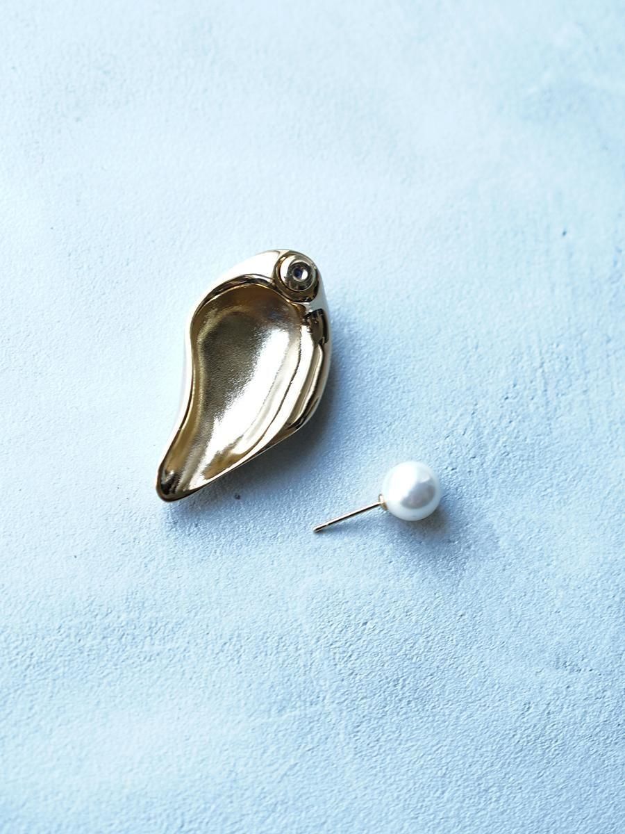 Mame Kurogouchi Organic motif Brass Earrings - Altamira