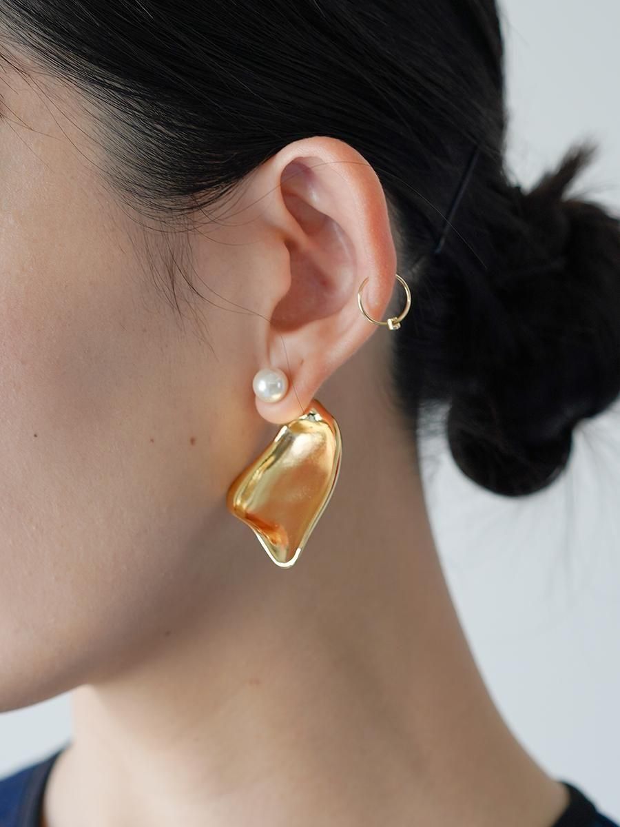 Mame Kurogouchi Organic motif Brass Earrings - Altamira