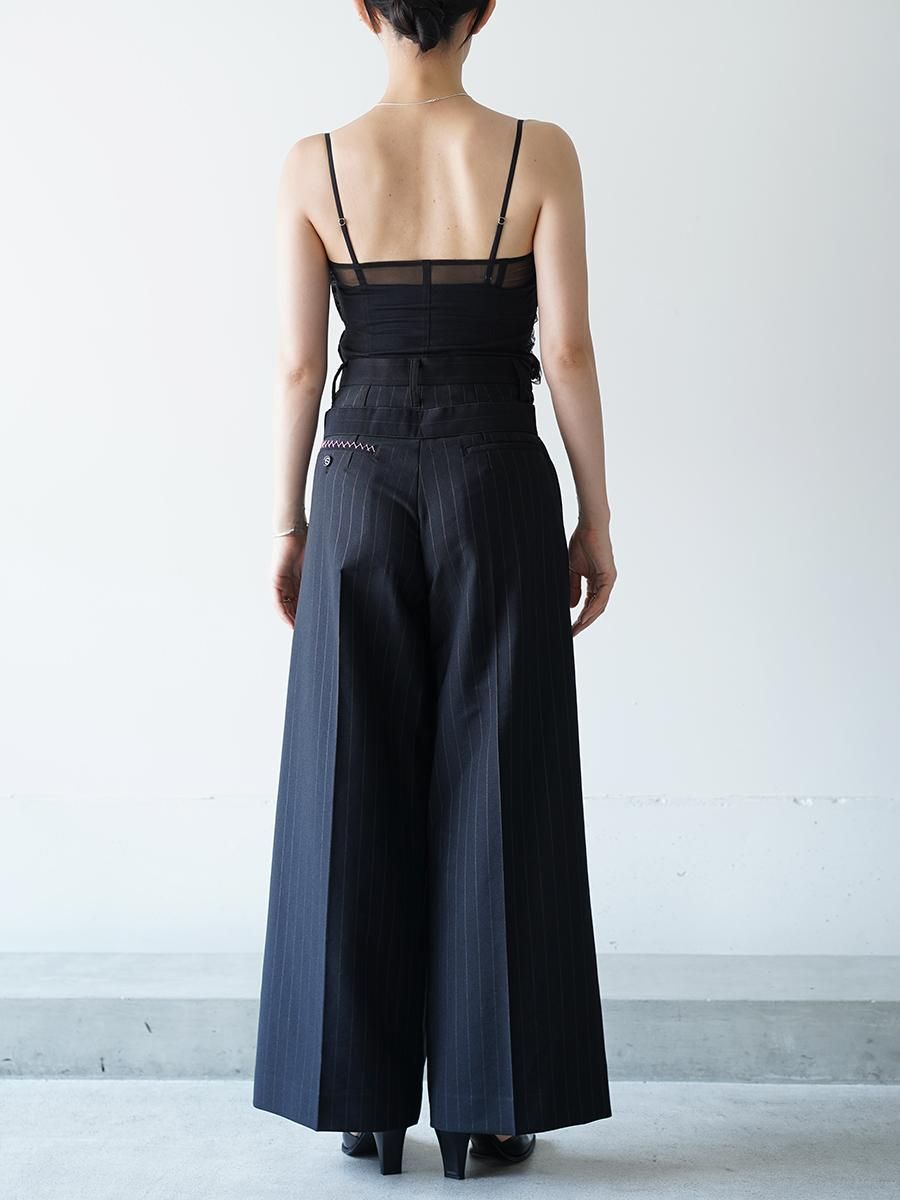 Chika Kisada Stripe Tuck Wide Pants