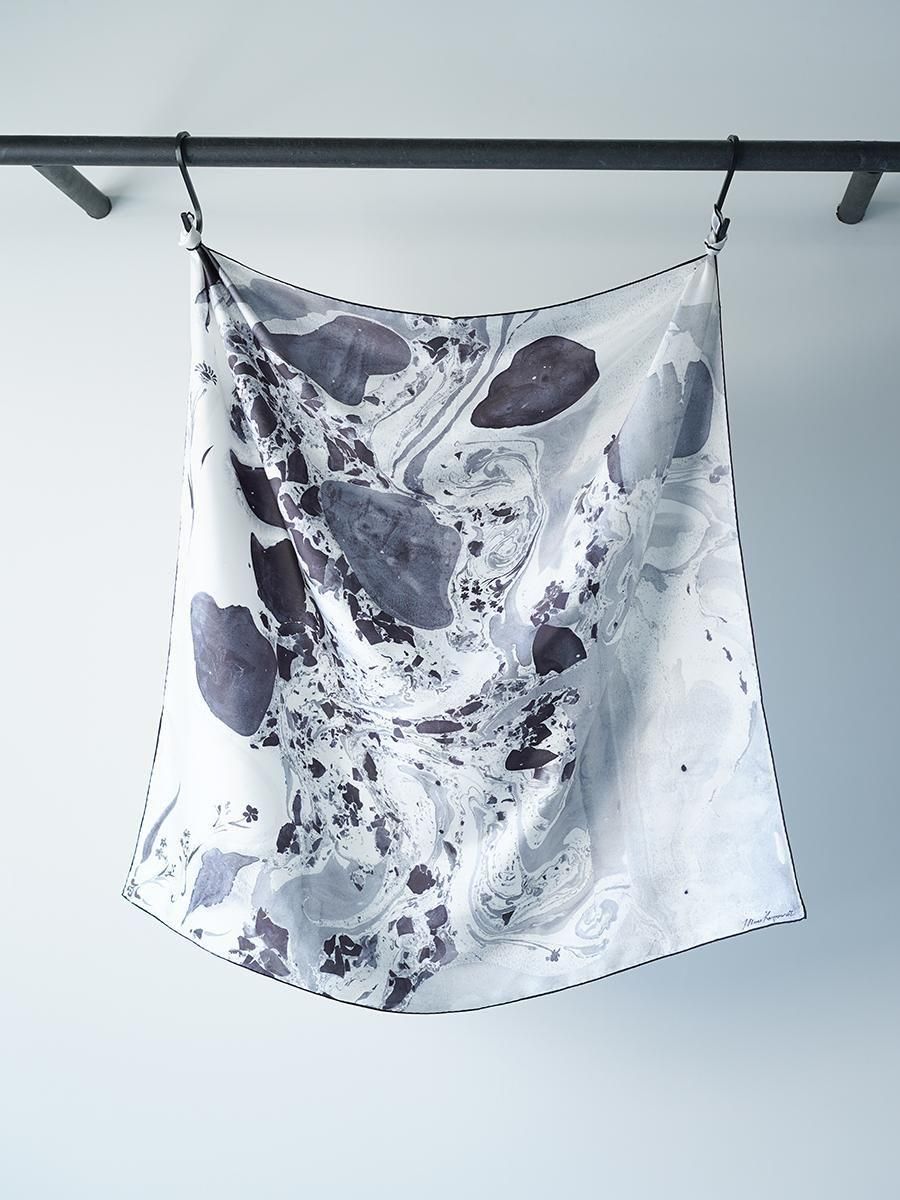 Mame Kurogouchi Hand Printed Silk Scarf