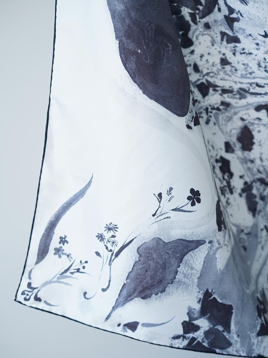 Mame Kurogouchi Hand Printed Silk Scarf