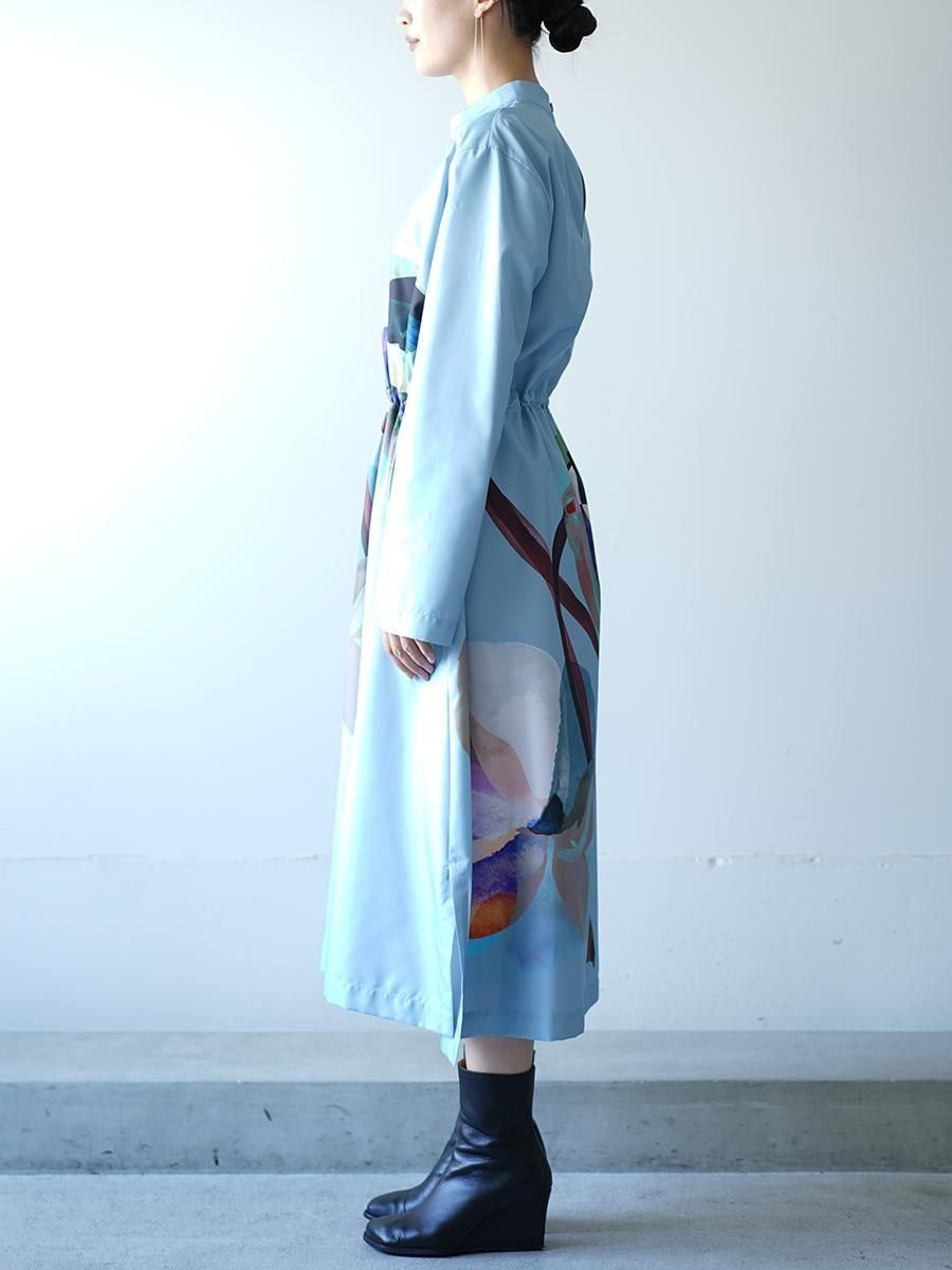 UJOH Tulip & Daffodil Flower Print Draw Cord Gathered Dress