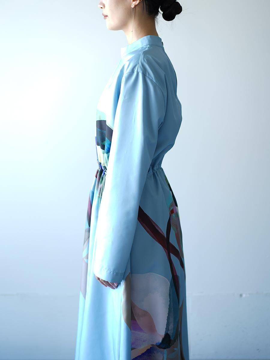 UJOH Tulip & Daffodil Flower Print Draw Cord Gathered Dress