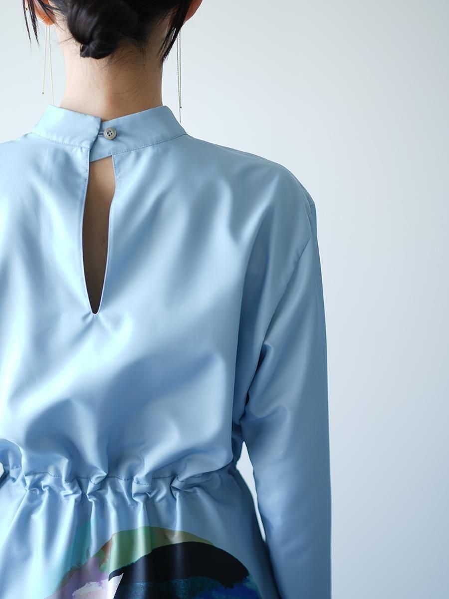 UJOH Tulip & Daffodil Flower Print Draw Cord Gathered Dress