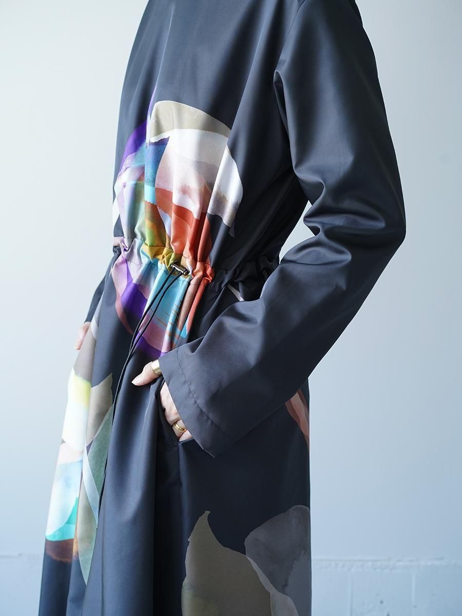 UJOH Tulip & Daffodil Flower Print Draw Cord Gathered Dress