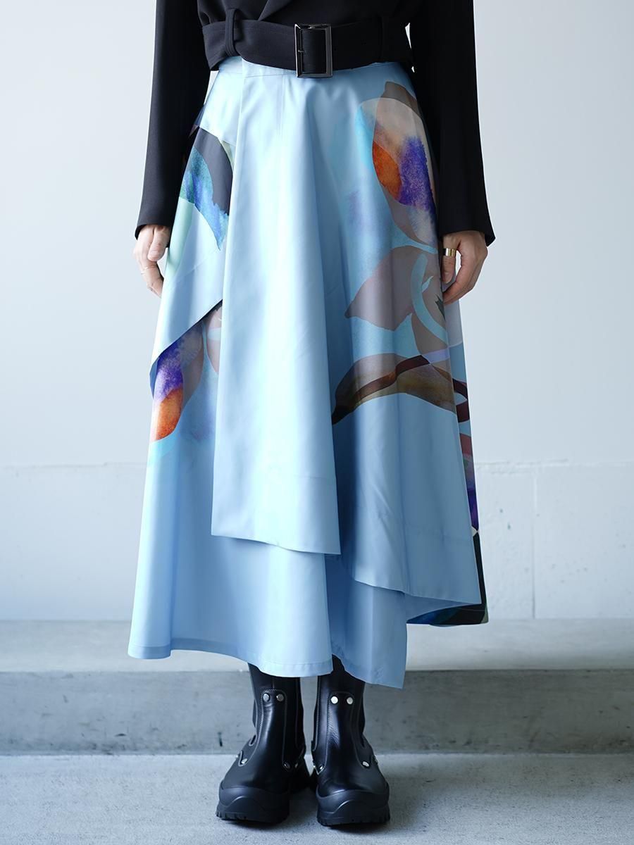 UJOH Tulip & Daffodil Flower Print Wrap Circular Skirt