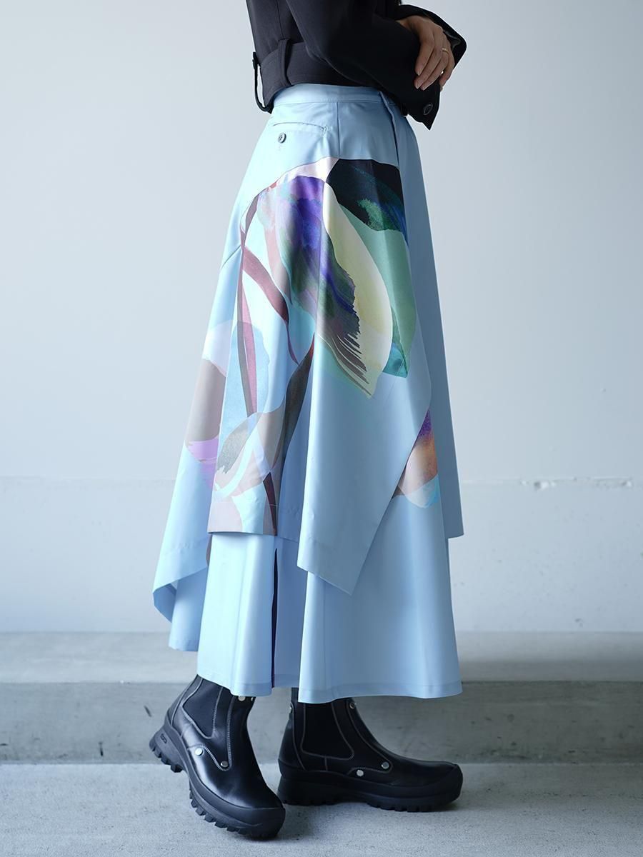 UJOH Tulip & Daffodil Flower Print Wrap Circular Skirt