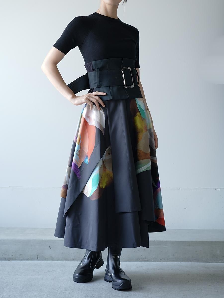 UJOH Tulip & Daffodil Flower Print Wrap Circular Skirt