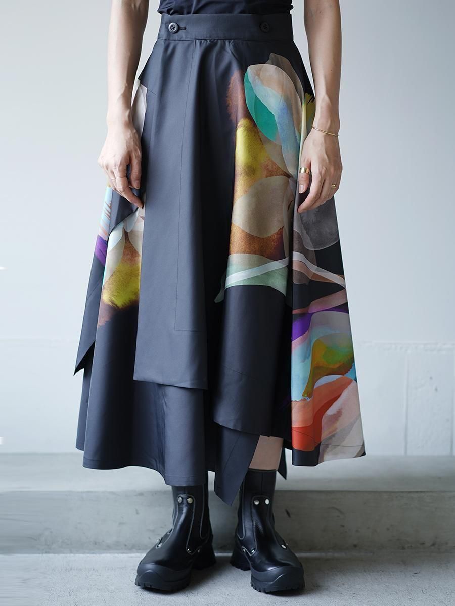 UJOH Tulip & Daffodil Flower Print Wrap Circular Skirt