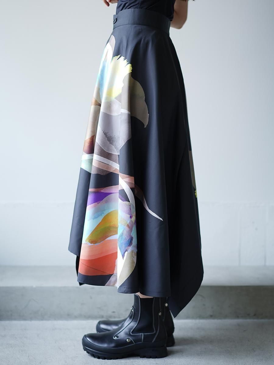 UJOH Tulip & Daffodil Flower Print Wrap Circular Skirt