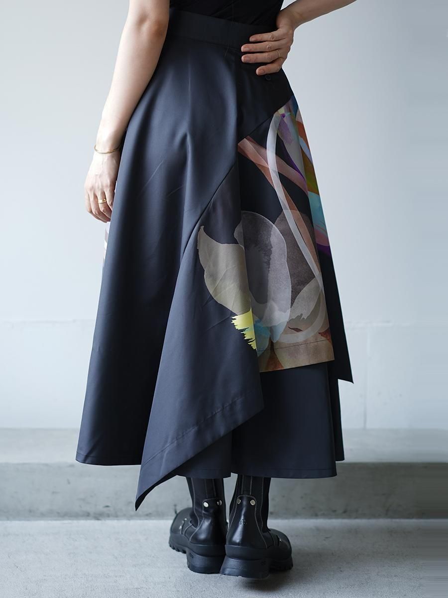 UJOH Tulip & Daffodil Flower Print Wrap Circular Skirt