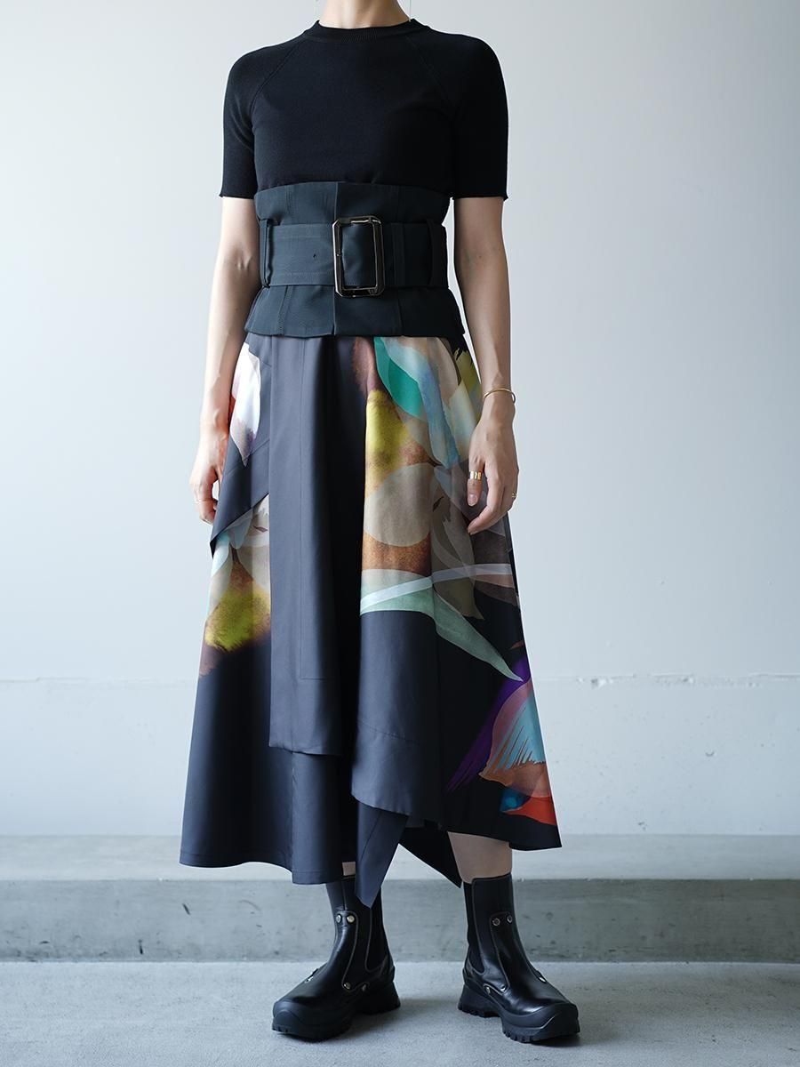 UJOH Tulip & Daffodil Flower Print Wrap Circular Skirt