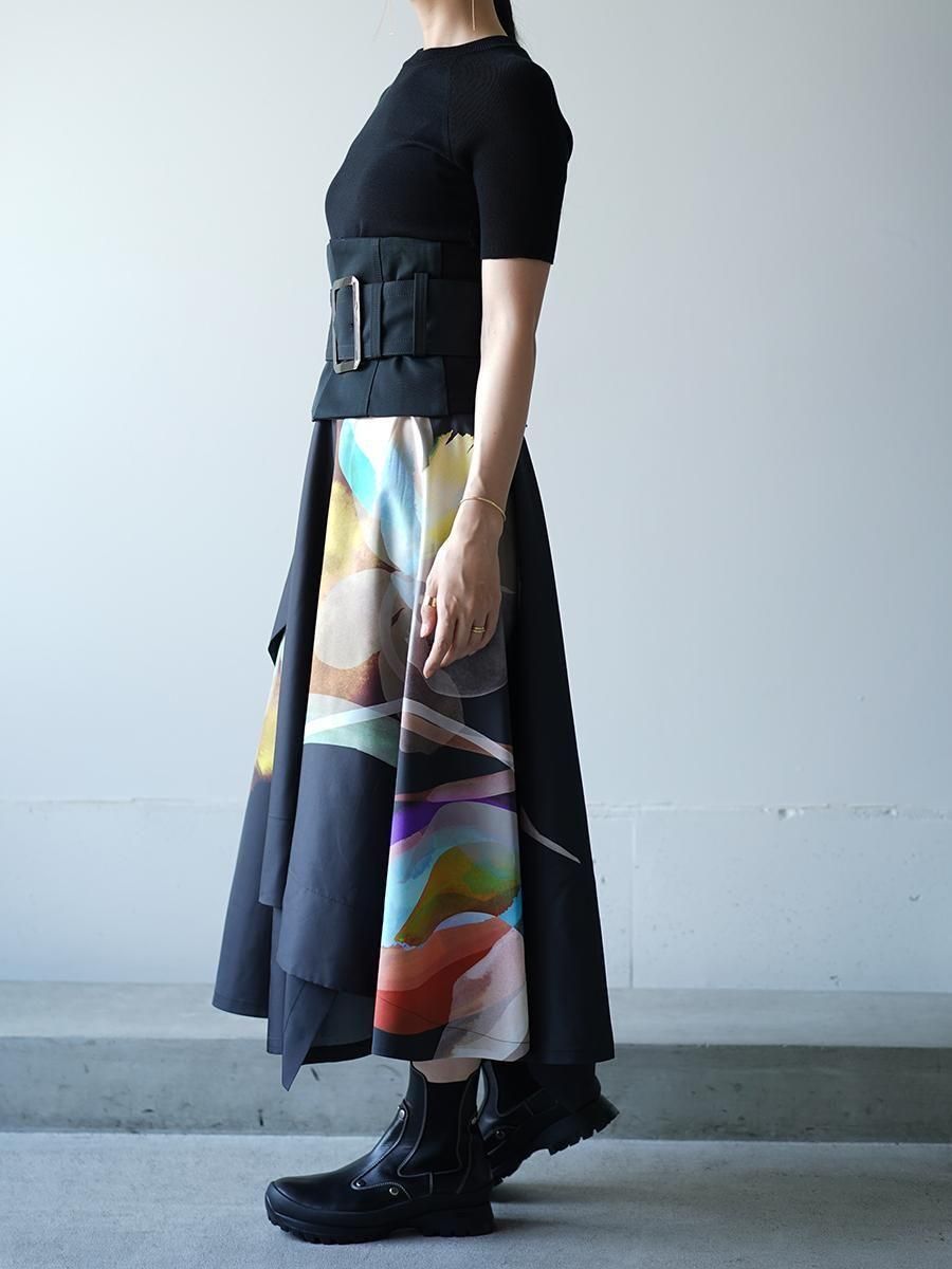 UJOH Tulip & Daffodil Flower Print Wrap Circular Skirt