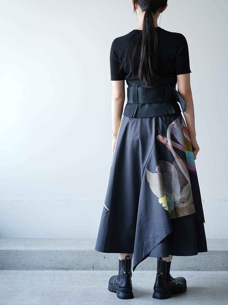 UJOH Tulip & Daffodil Flower Print Wrap Circular Skirt