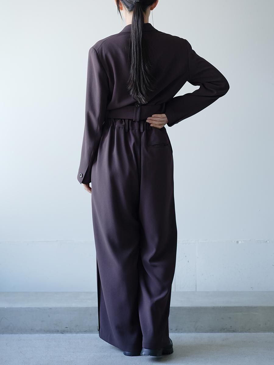 UJOH Acetate Back Satin Georgette Braid Tape Wide Pants